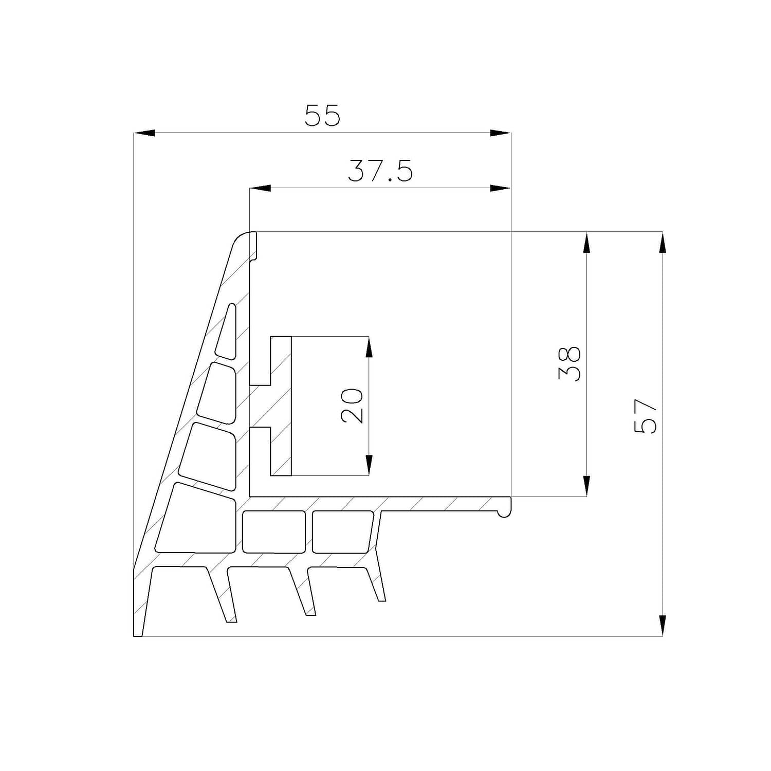 11INF020_11022_нижний уплотнитель для откатной двери холодильной камеры